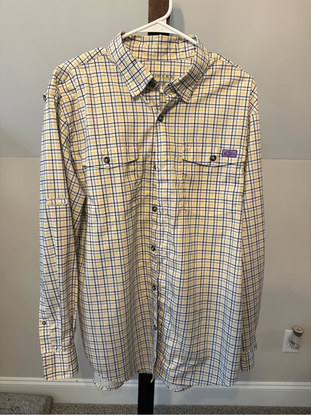 Columbia Men’s Yellow & Purple Plaid Button-Up Shirt